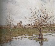 Camille Pissarro flooded grassland Spain oil painting artist